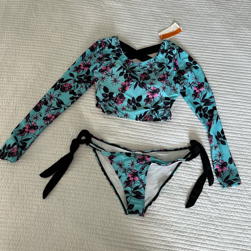 Floral Long Sleeve Bikini Set